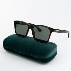NEW Gucci GG0746S 003 Havana Green Rectangle Unisex Sunglasses